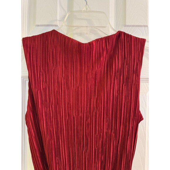 NWT NY Collection Wine Micro Pleated Jumpsuit Sz XS Sleeveless Tie Belt Career - Picture 11 of 14